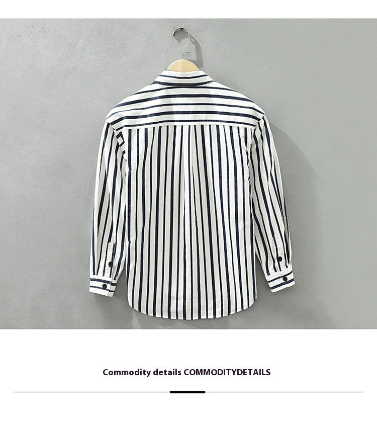 Young Men's Loose Re-work Striped Shirt