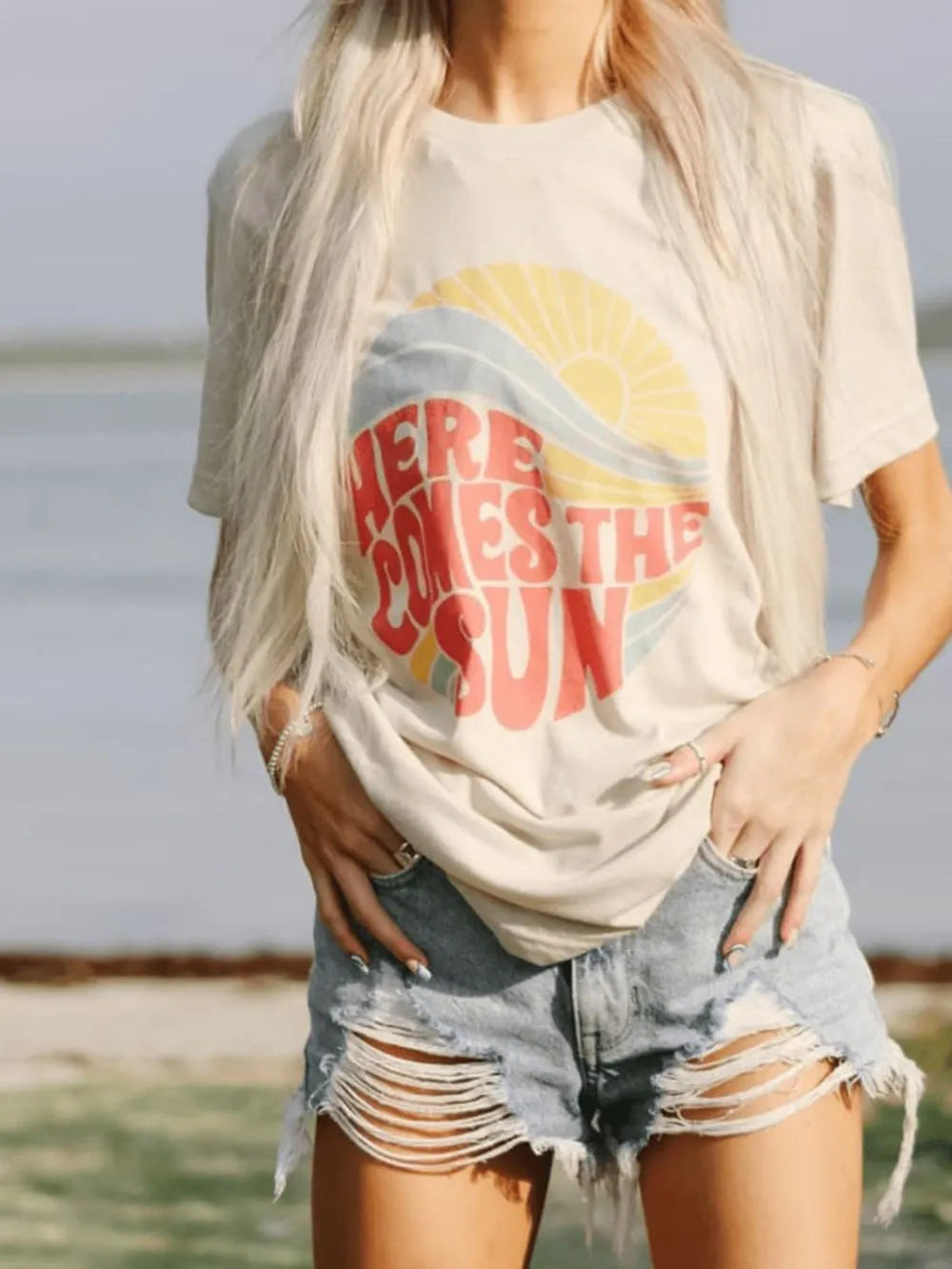 Round-neck Printed European-size Versatile Casual Style