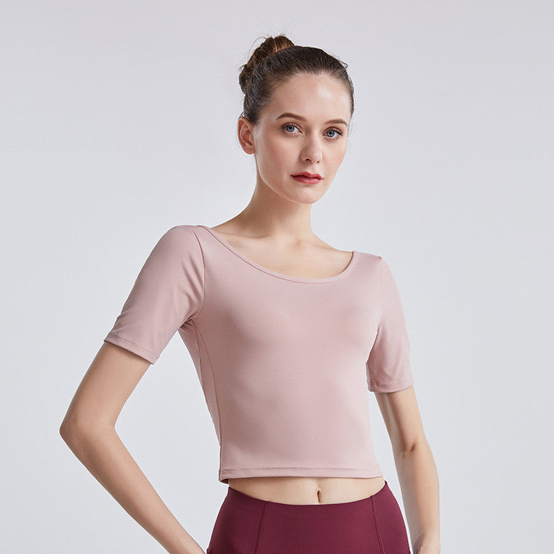 New Yoga Back Yoga Clothes Short-sleeved Cross Top