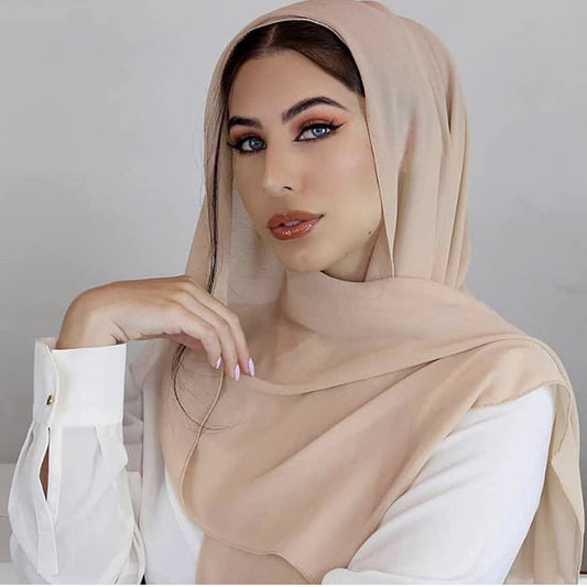 Dame ensfarvet perle chiffon boble tørklæde gazetørklæde