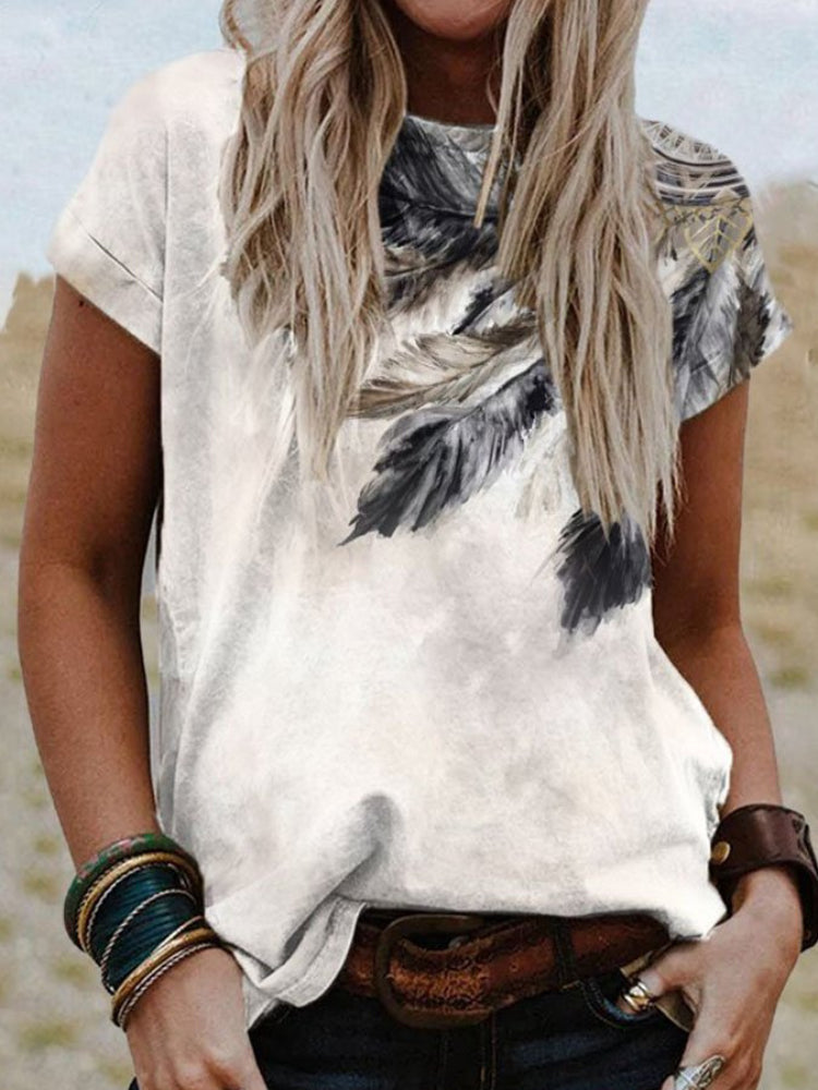 T-shirt med rund hals og grafisk print i etnisk stil