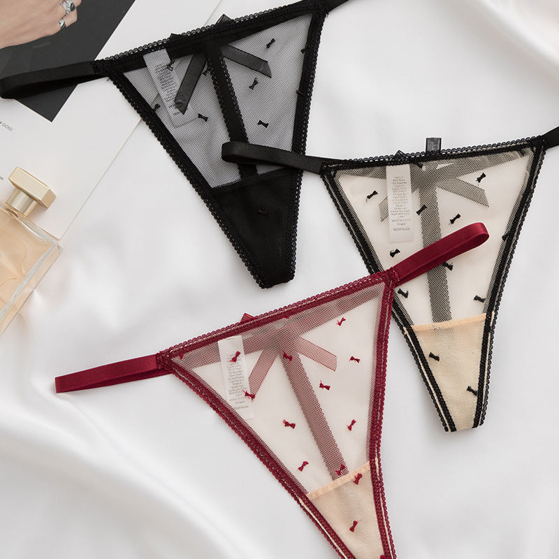 Lace Mesh Rhinestone Alphabet Thongs