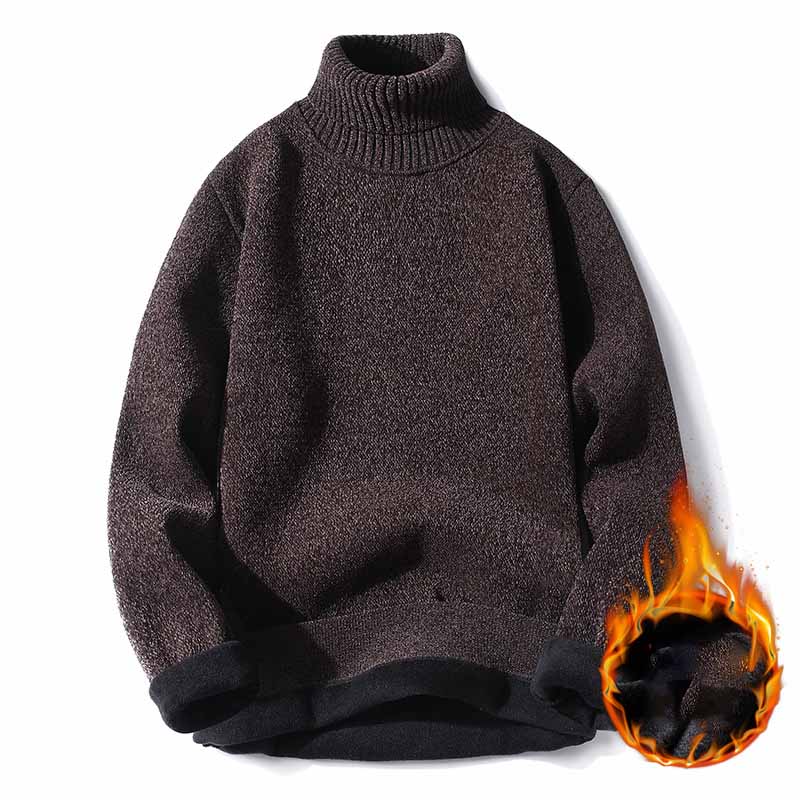 Mænds Plus Fleece Varm Højhalset Sweater