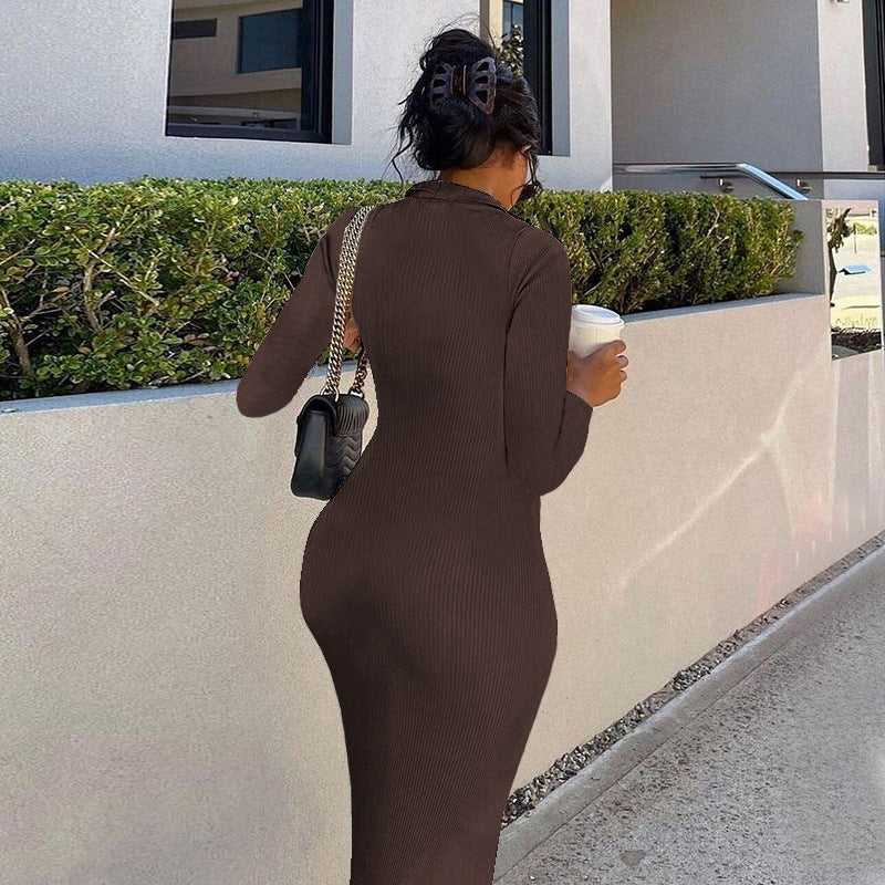 French-style Sexy Deep V-Neck Lapel Slimming Dress