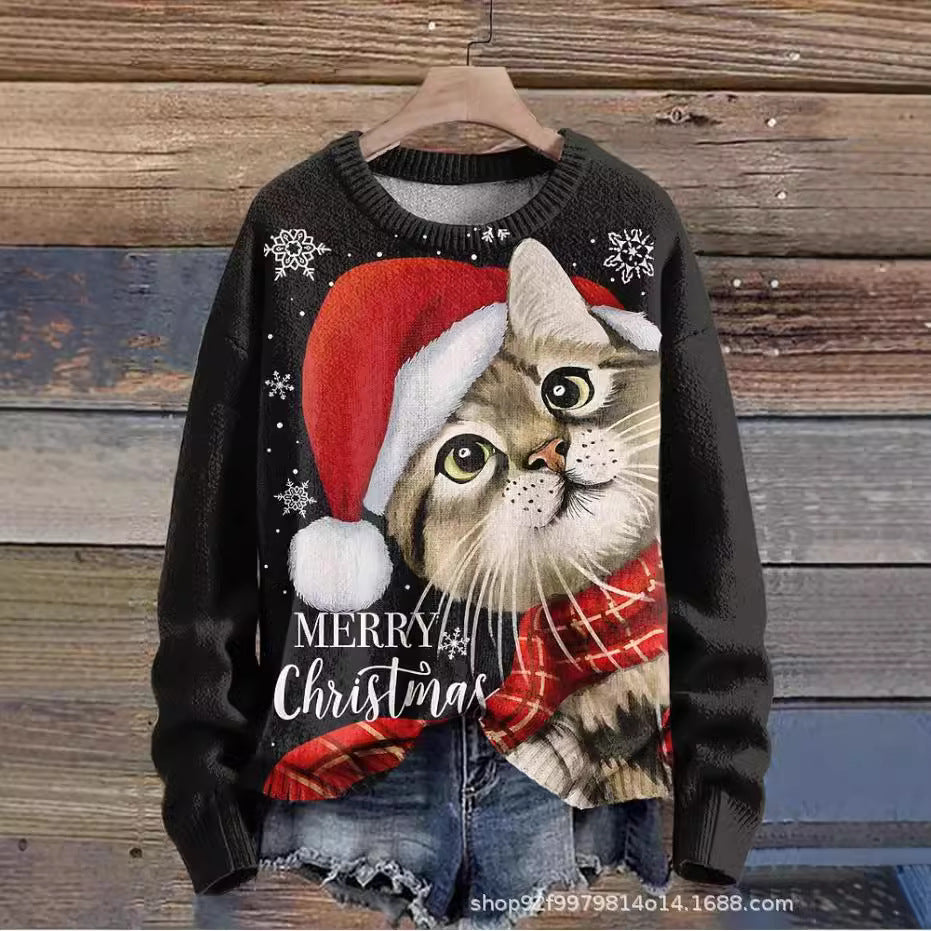 New Casual Fashion 3D Printed Christmas Printed Sweater