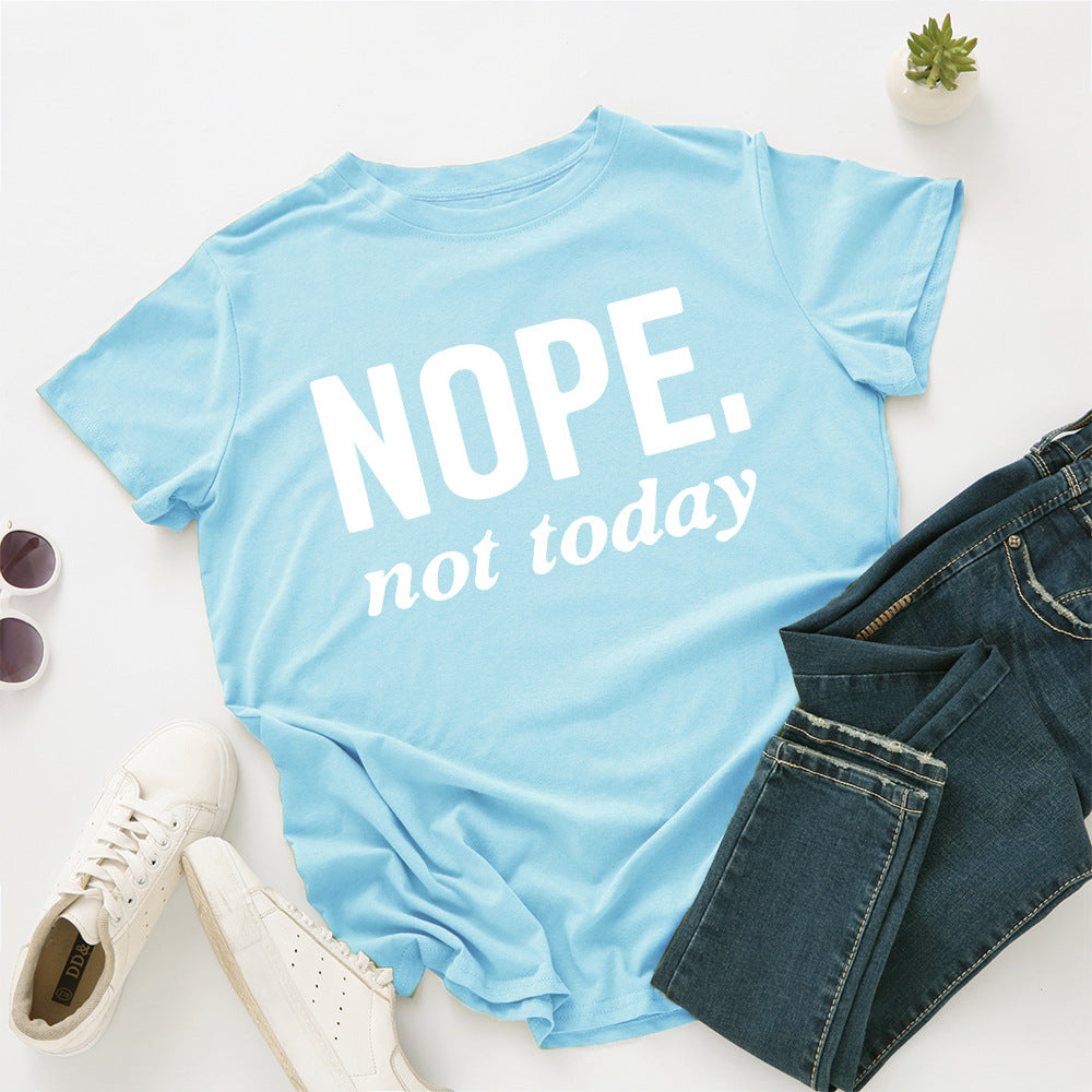 Women's Letter Loose Round Neck Short Sleeve T-Shirt