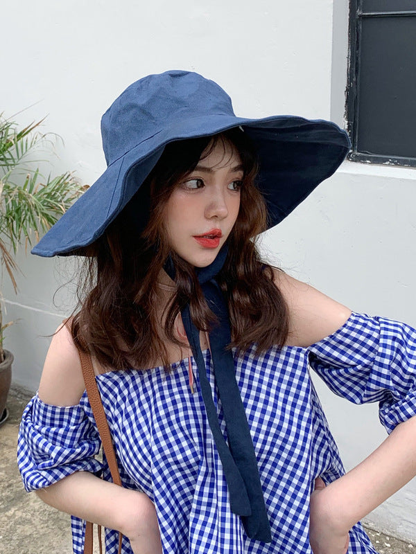 Women's Wide Brim Sun Protection Windproof Big Brim Fisherman Hat