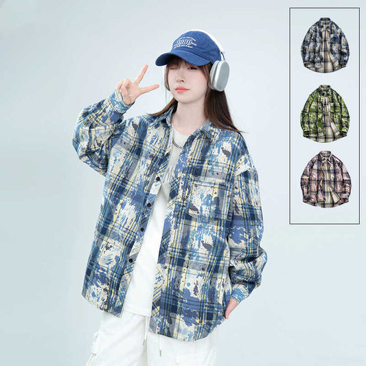 Embroidered Tie-dyed Long-sleeved Shirt Men's And Women's Coats