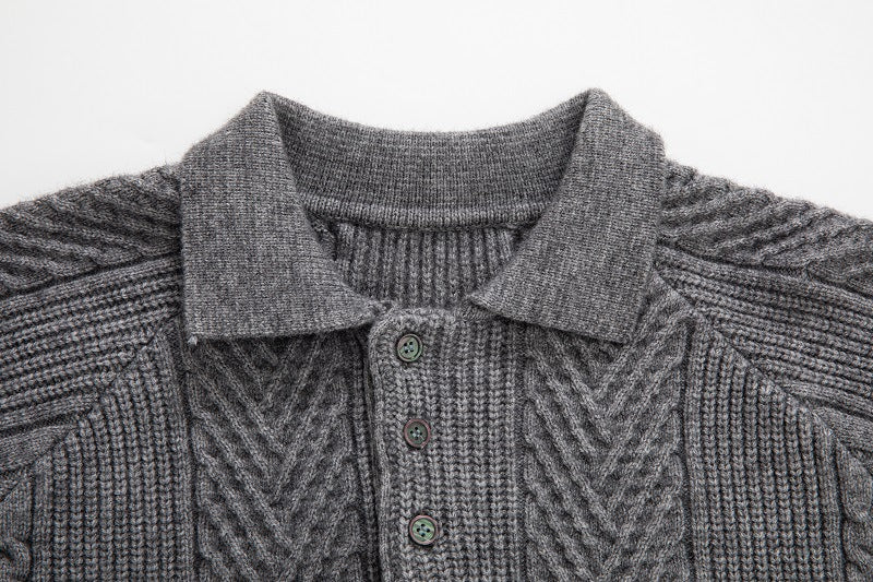 Europe And America Thickened Zipper Lapel Sweater