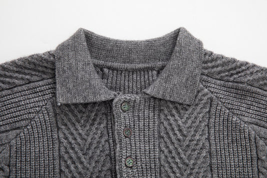 Europe And America Thickened Zipper Lapel Sweater