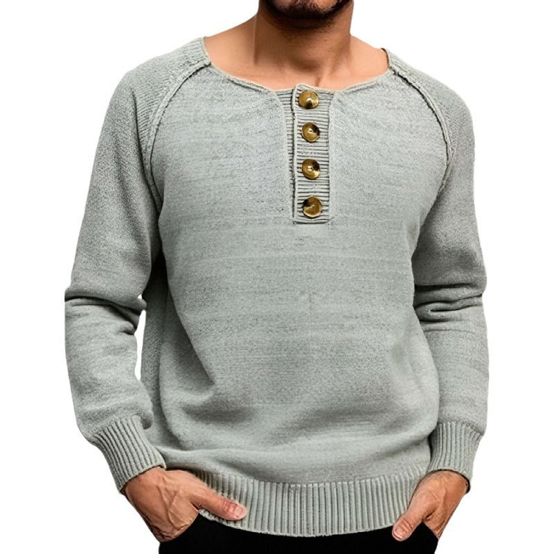 Ensfarvet Letvægts Sweater med Lange Ærmer