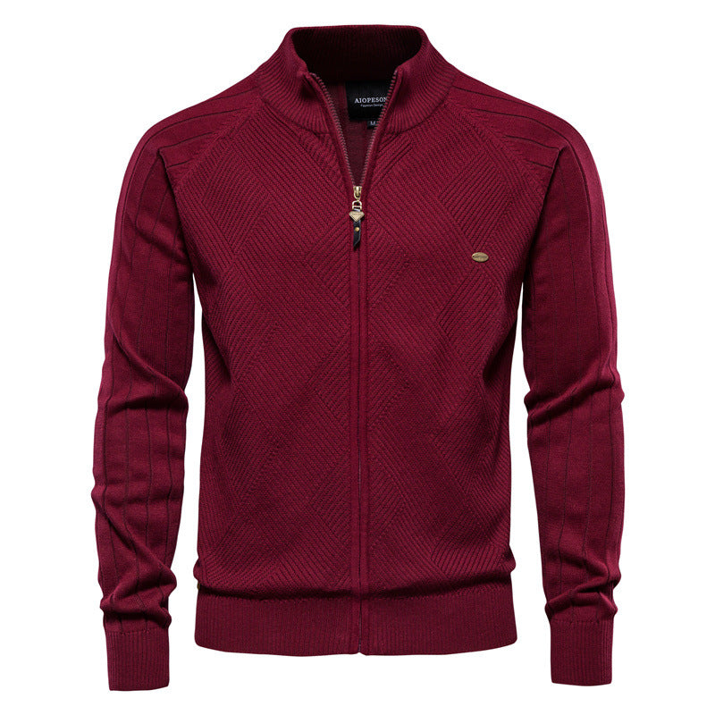 Autumn Cross-border Men's Cardigan New Men's Solid Color