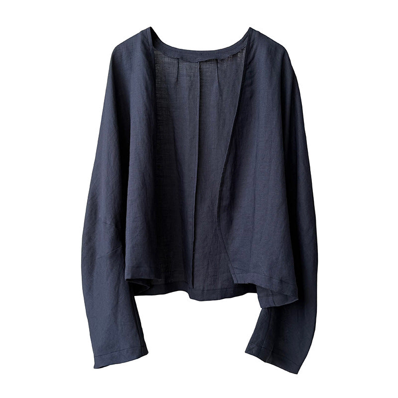 Artistic Retro Ramie Long-sleeved Loose All-match Sun Protection Shirt Top