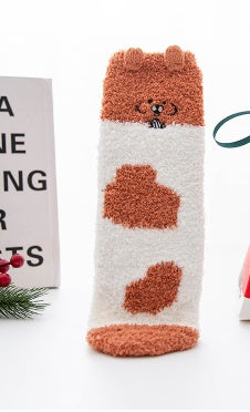 Christmas Stocking Triangle Boxed Coral Velvet Floor Socks Thickened