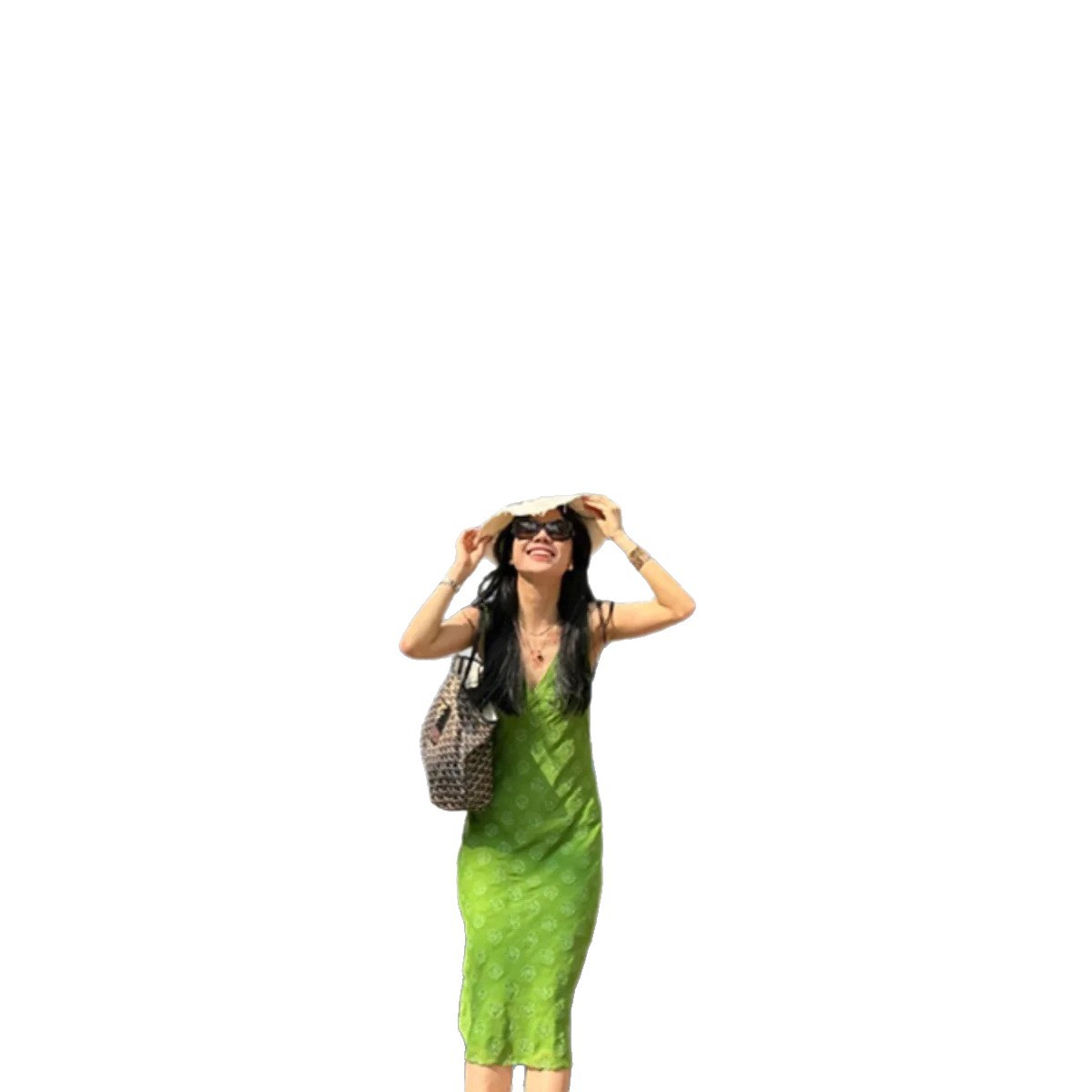 Summer New Vintage Niche Hollowed Waist-Cinching A-Line Skirt Short Dress