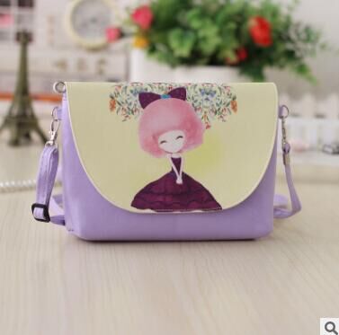 Cute Children Princess Square Flap Girl's PU Leather Girl's Small Bag One Shoulder Backpack