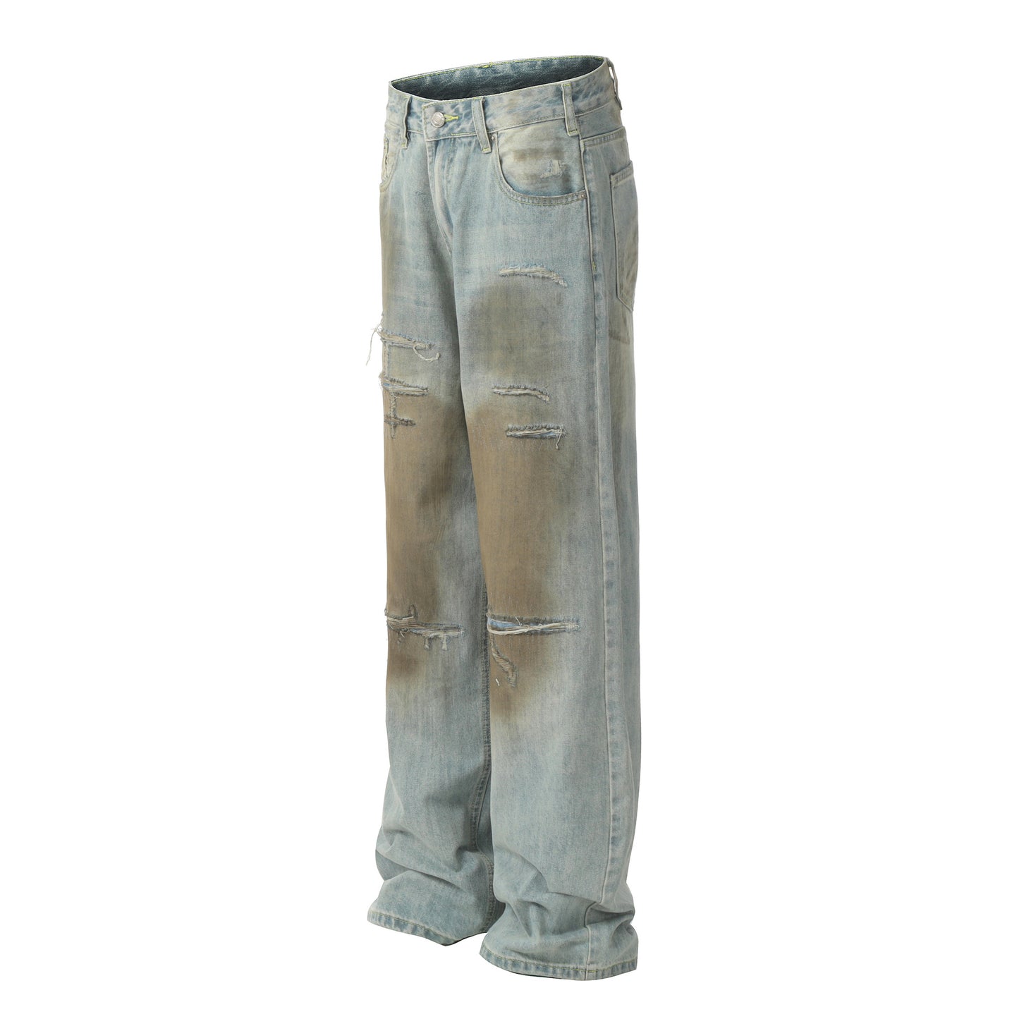 Women's American Retro Worn Design Loose Denim Trousers