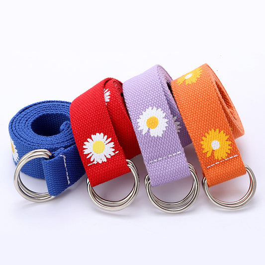 Woven Canvas Ladies Casual Decoration Small Daisy Belt