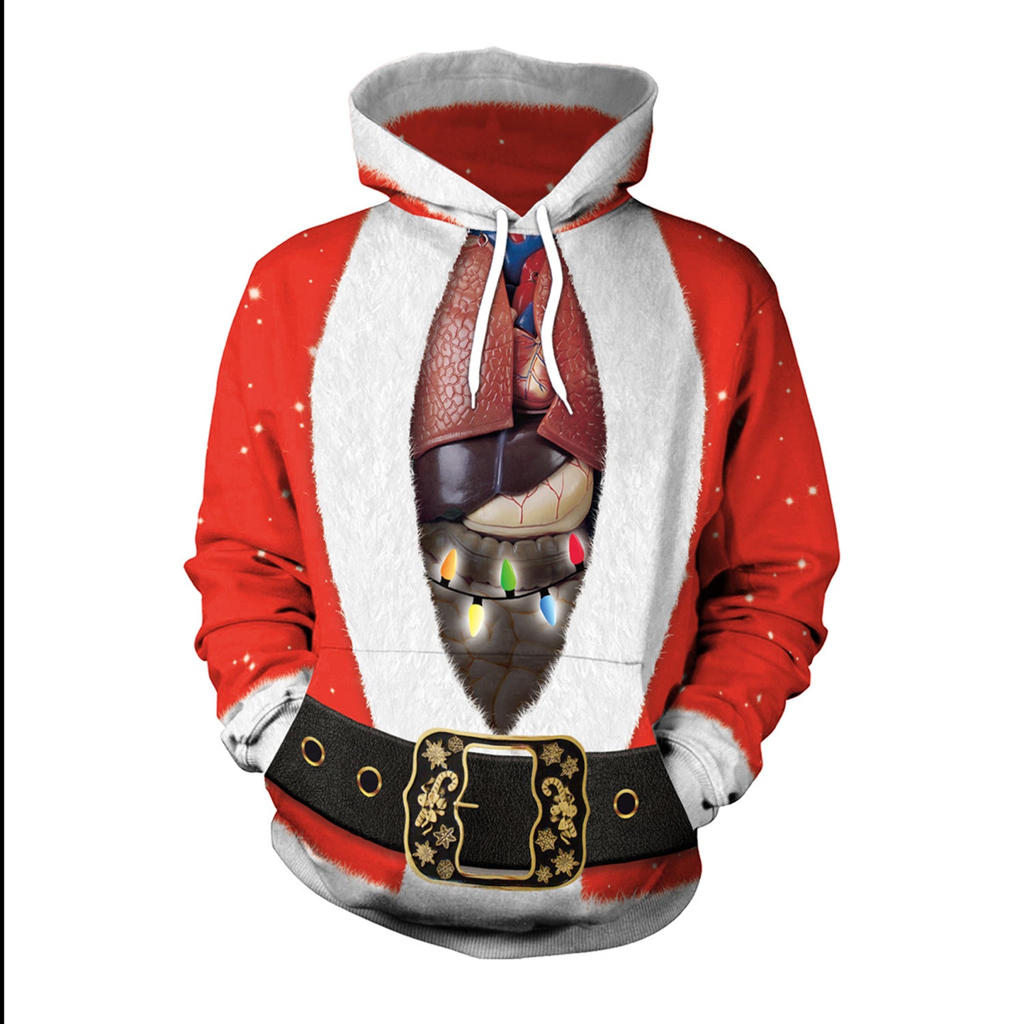 Dame jule løs alsidig hætte sweatshirt med kreativt digitalprint