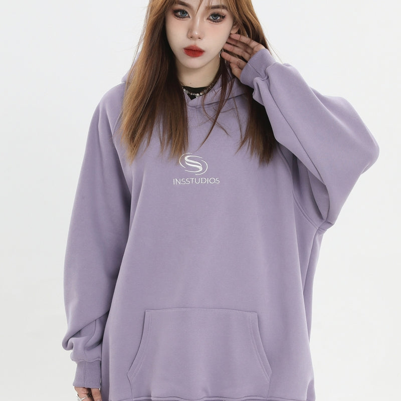 Stribet Sweater Heavy Fleece-foret Hættetrøje