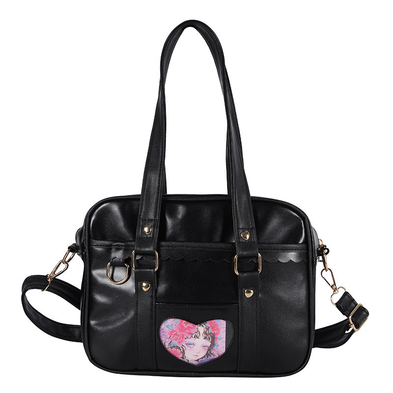 Japanese Animation Surrounding Cute Soft Sister Jk Uniform Portable Messenger Bag Funny Personality Transparent Card Student Bag