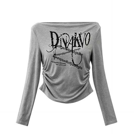 One-shoulder Slanted Shoulder Long Sleeve Slim And Slimming Base Shirt