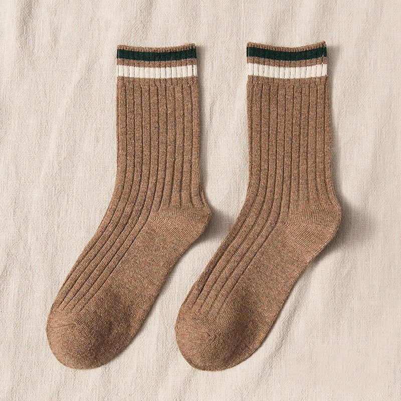 Women's Thickened Color Contrast Simple Wool Socks