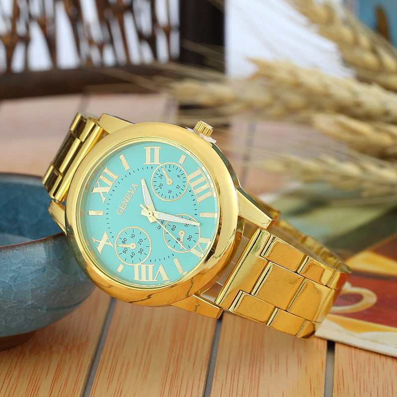 Quartz watch with steel strap