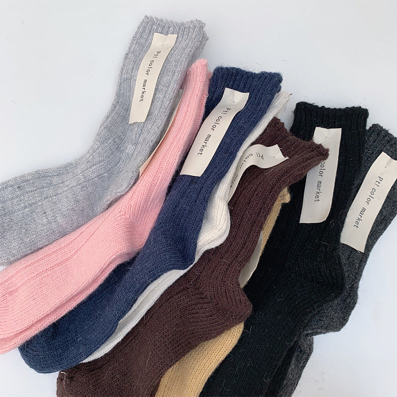 Retro Wool Spinning Series Double Needle Women's Socks