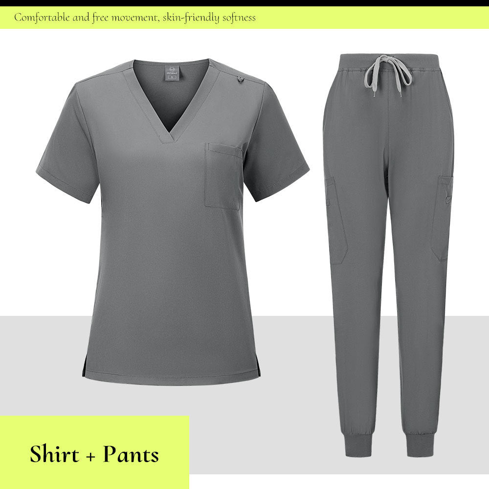 V-neck Medical Scrub Top And Pant Set