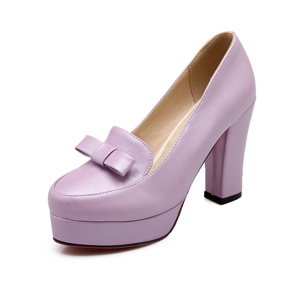 Bow thick super high heel platform shoes