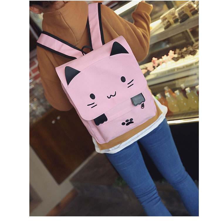 Cute cartoon cat middle school student backpack
