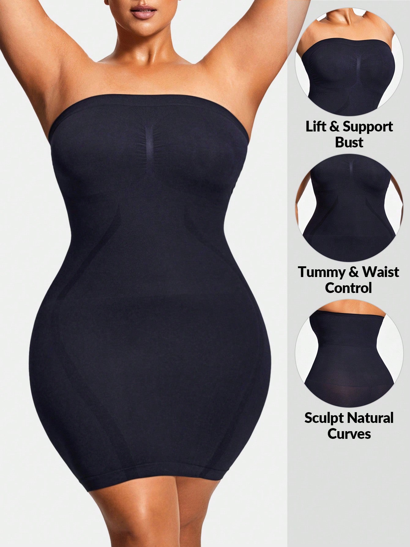 Women's Firm Control Strapless Shapewear Dress - Full Body Contour & Slimming