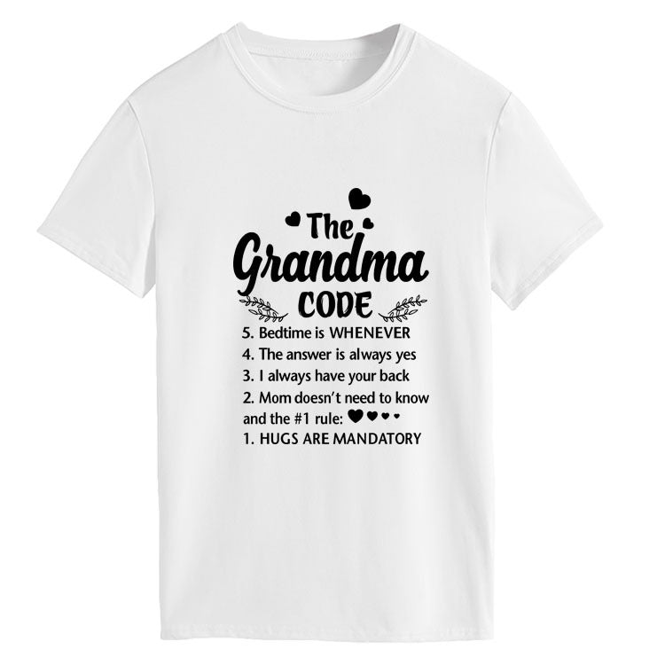 The Grandma Code Round Neck Letter Print Short Sleeves