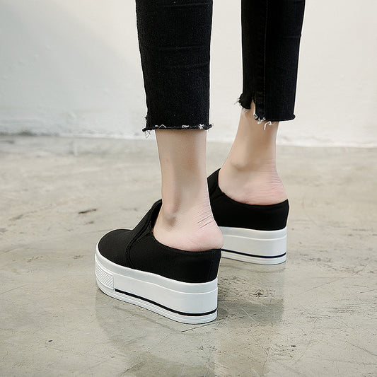 9.0cm Increased Casual Shoes Canvas Breathable Single Shoes