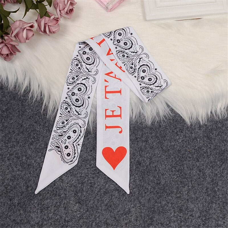 Silk scarf fashion ladies small scarf printed twill tie bag handle small ribbon