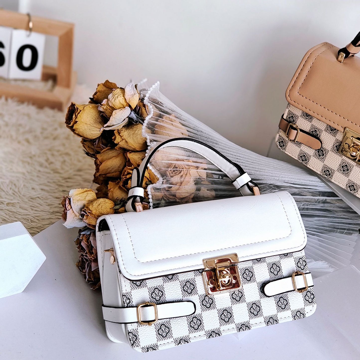 Behagelig Retro Lille Firkantet Mønster Etnisk Crossbody Taske