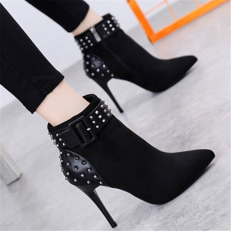 rivet pointed high heels
