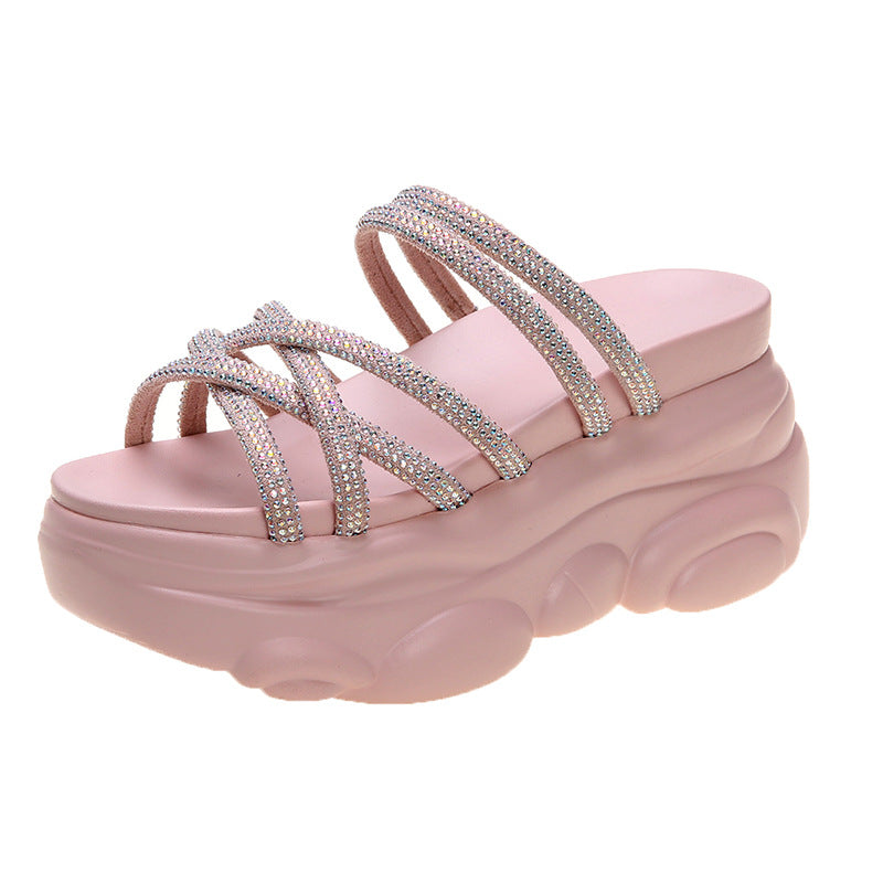 Net Celebrity Slippers In Thick-soled Sponge Cake