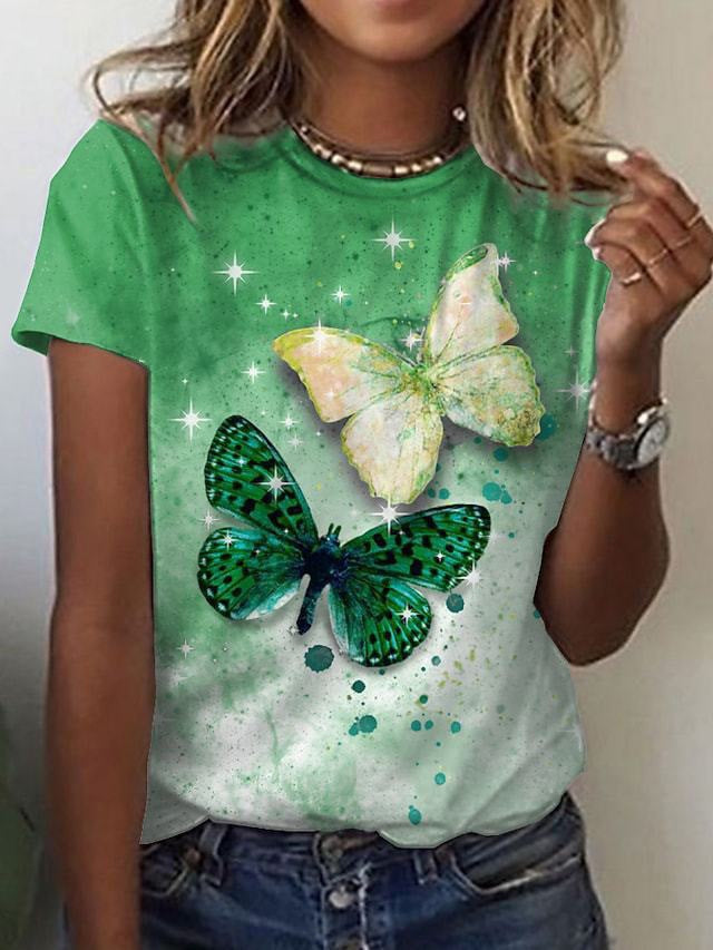 Cute Owl Pattern 3D Printed Round Neck Short Sleeve