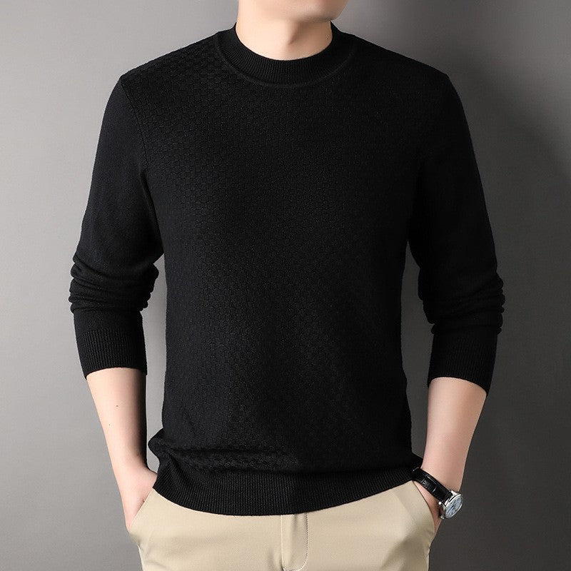 Pure Color Half Collar Men's Slim Fit Sweater Base Sweater
