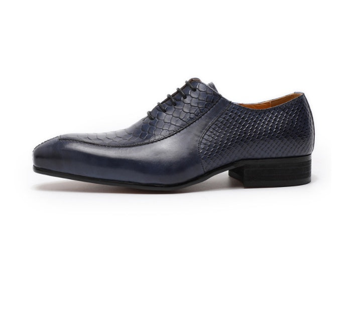New Summer Business  Oxford Leather  Trend Snake Embossed Cowhide Shoes