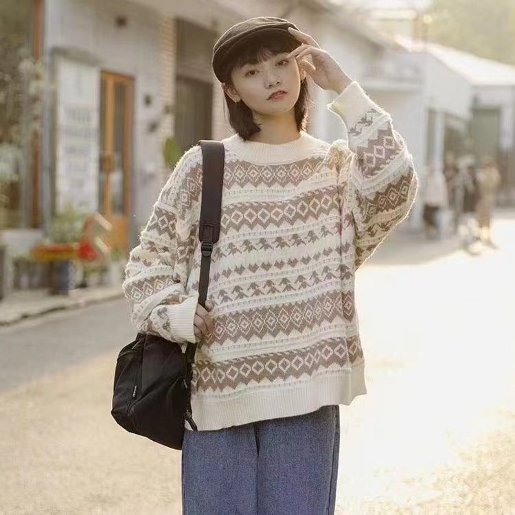 Women's Literary And Artistic Port Style Sweater Loose Sweet Pullover
