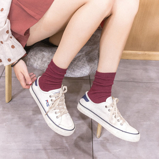 Solid Color Middle Tube Bright Color College Style Parent-child Socks