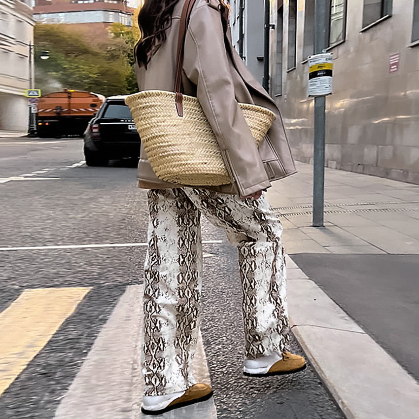Fashion Slimming High Waist Straight-leg Pants