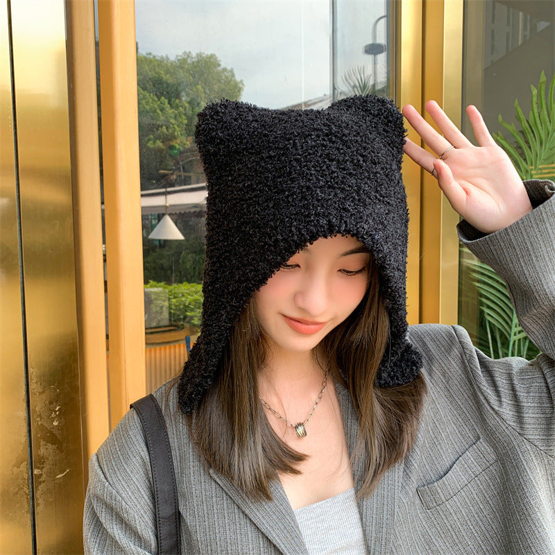 Female Fashion Warm Cat Ears Pullover Hat