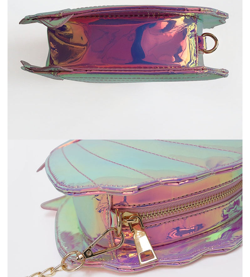 Summer Japanese Harajuku Scallop Crossbody Shoulder Bag Laser Powder Purple Gradient