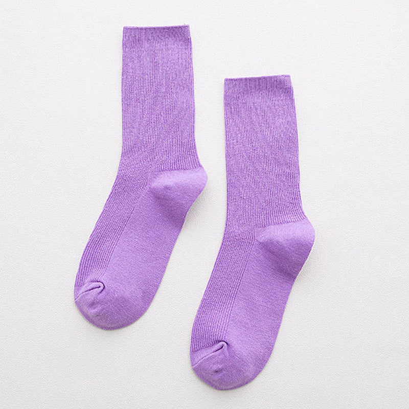 Candy Rainbow Color Mid-calf Cotton Socks