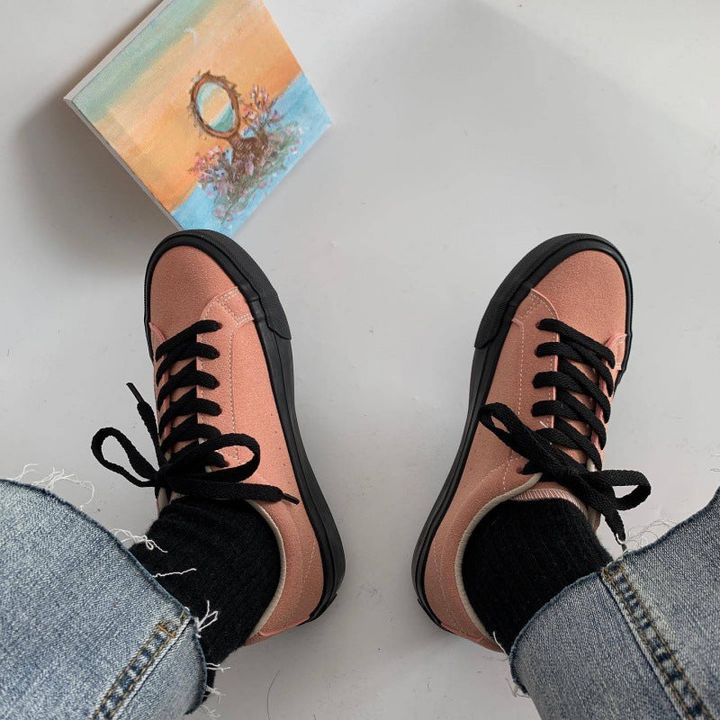 Frosted Bean Paste Powder Low-top Canvas Shoes Sneakers