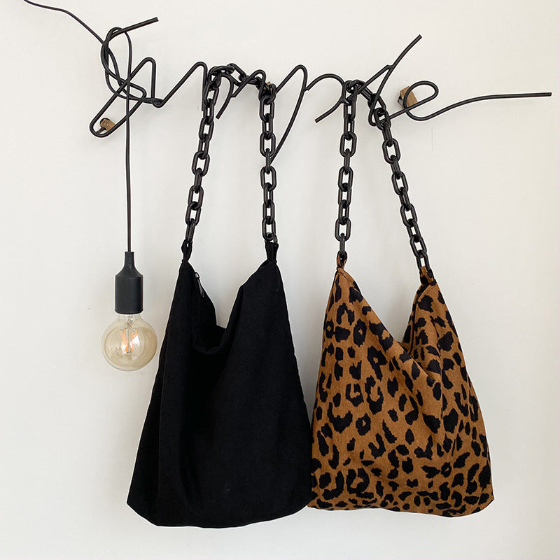 One Shoulder Zipper Corduroy Cloth Bag
